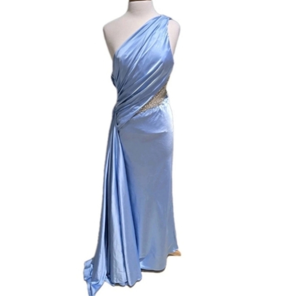 Mac Duggal One Shoulder Embellished Formal Gown Size 6 Blue - Picture 6 of 6